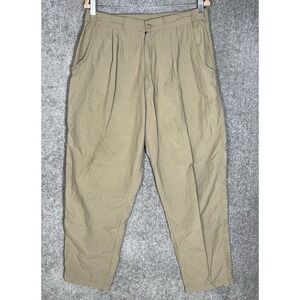 Rail Riders Double Pleated Nylon Baggy Pants Mens Size L Tan Pockets USA Made